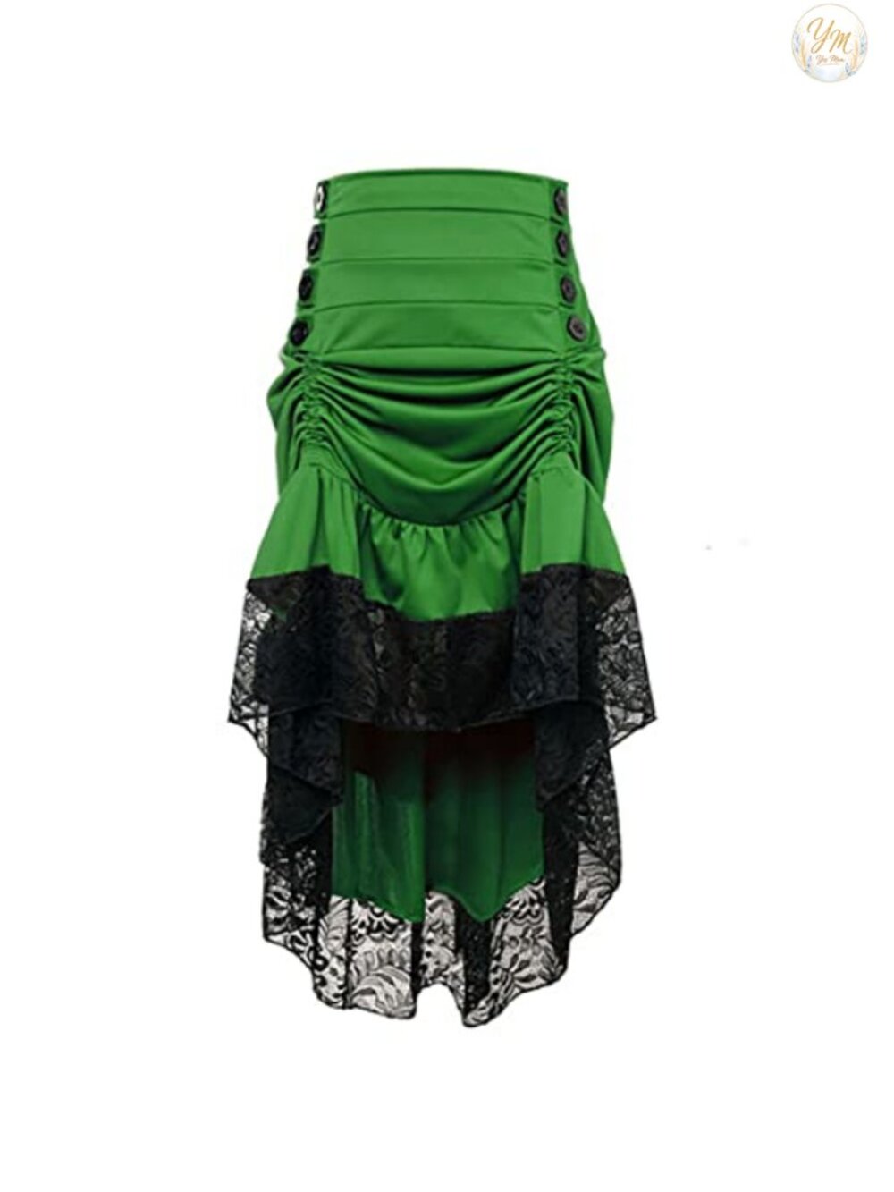 Steampunk Victorian Gothic High Low Skirt Women's Ruffled Lace Trim
